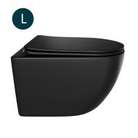 Унитаз подвесной безободковый WAVE ROUND сид. дюропласт, м/л, быстр, ЧЕРНЫЙ матовый (L)