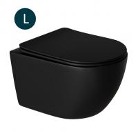 Унитаз подвесной безободковый WAVE ROUND сид. дюропласт, м/л, быстр, ЧЕРНЫЙ матовый (L)