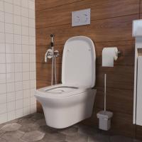 Унитаз подвесной безободковый WAVE STONE сид. дюропласт, м/л, быстр, БЕЛЫЙ глянец (L)