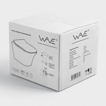 Унитаз подвесной безободковый WAVE STONE сид. дюропласт, м/л, быстр, БЕЛЫЙ глянец (L)