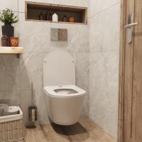 Унитаз подвесной безободковый WAVE TREND сид. дюропласт, м/л, быстр, БЕЛЫЙ глянец (L)