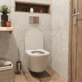 Унитаз подвесной безободковый WAVE TREND сид. дюропласт, м/л, быстр, БЕЛЫЙ глянец (L)