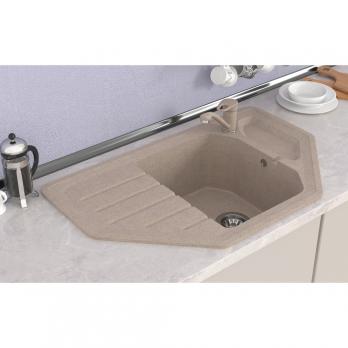 Мойка ML-GMS17 СТАНДАРТ угловая с крылом, песочный (302), 780*485*190мм