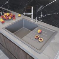 Мойка ML-GM19 КОМФОРТ с крылом, темно-серая (309), 750*500*200мм