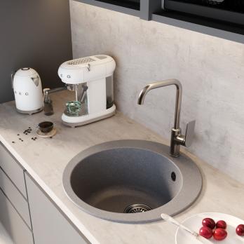 Мойкa ML-GM13 КОМФОРТ круглая, графит (342), 495мм (глуб. чаши 200)