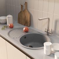 Мойка ML-GM16 КОМФОРТ овальная с крылом, графит (342), 730*460*180мм