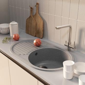 Мойка ML-GM16 КОМФОРТ овальная с крылом, графит (342), 730*460*180мм