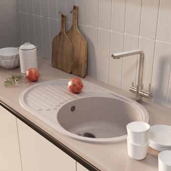 Мойка ML-GM16 КОМФОРТ овальная с крылом, песочная (302), 730*460*180мм