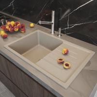 Мойка ML-GM19 КОМФОРТ с крылом, бежевая (328), 750*500*200мм