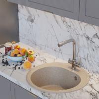 Мойкa ML-GM11 КОМФОРТ круглая, бежевая (328), 500мм (глуб. чаши 180)