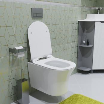 Унитаз подвесной безободковый WAVE STAR сид. дюропласт, м/л, быстр, БЕЛЫЙ глянец (L)