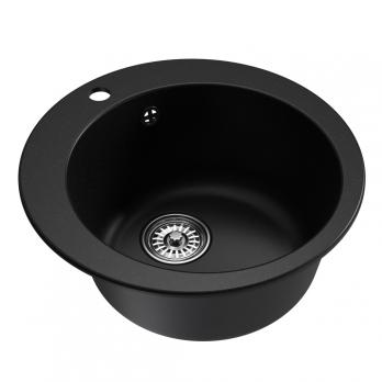 Мойкa ML-GM13 КОМФОРТ круглая, ультра-черная (344), 495мм (глуб. чаши 200)