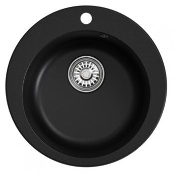 Мойкa ML-GM13 КОМФОРТ круглая, ультра-черная (344), 495мм (глуб. чаши 200)