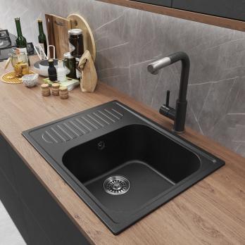 Мойка ML-GM18 КОМФОРТ с крылом, черная (308), 640*490*190мм