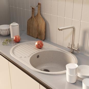 Мойка ML-GM16 КОМФОРТ овальная с крылом, бежевая (328), 730*460*180мм