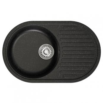 Мойка ML-GM16 КОМФОРТ овальная с крылом, черная (308), 730*460*180мм