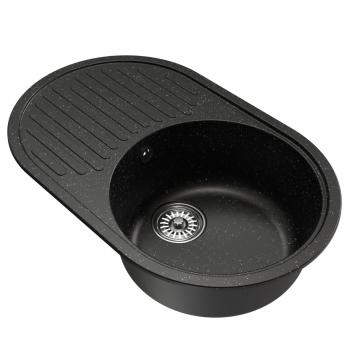 Мойка ML-GM16 КОМФОРТ овальная с крылом, черная (308), 730*460*180мм