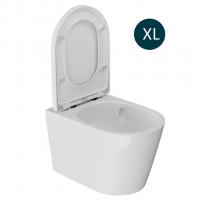 Унитаз подвесной безободковый WAVE KORAL Tornado3.0, сид. дюропласт,м/л,быстр,БЕЛЫЙ глянец (XL)