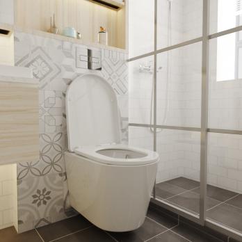 Унитаз подвесной безободковый WAVE KORAL Tornado3.0, сид. дюропласт,м/л,быстр,БЕЛЫЙ глянец (XL)