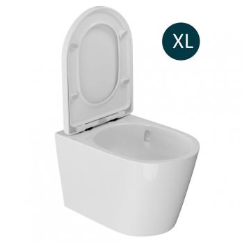 Унитаз подвесной безободковый WAVE KORAL Tornado3.0, сид. дюропласт,м/л,быстр,БЕЛЫЙ глянец (XL)