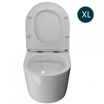 Унитаз подвесной безободковый WAVE LARA сид. дюропласт, м/л, быстр, БЕЛЫЙ глянец (XL)