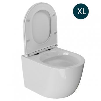 Унитаз подвесной безободковый WAVE LARA сид. дюропласт, м/л, быстр, БЕЛЫЙ глянец (XL)