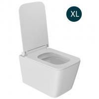 Унитаз подвесной безободковый WAVE LEON сид. дюропласт, м/л, быстр, БЕЛЫЙ глянец (XL)