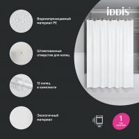 Штора для ванной полиэтилен IDDIS P02PE18i11 Promo  180*200 белая c кольцами