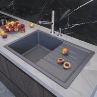 Мойка ML-GM19 КОМФОРТ с крылом, графит (342), 750*500*200мм