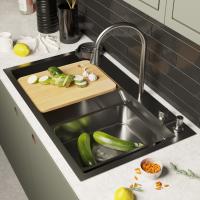 Мойка настол.монтаж 75х46 (3,0) вып 3 1/2  MIXLINE PRO 21,5см с сиф.(ч.граф)+доз+смесит+кол+д/р+о/с