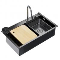 Мойка настол.монтаж 75х46 (3,0) вып 3 1/2  MIXLINE PRO 21,5см с сиф.(ч.граф)+доз+смесит+кол+д/р+о/с