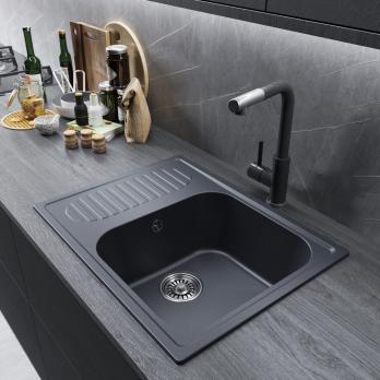 Мойка ML-GM18 КОМФОРТ с крылом, антрацит (343), 640*490*190мм