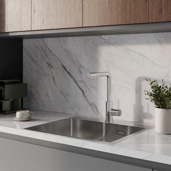 Смеситель для кухни 35к IDDIS RULSBLFi05 "Rule" с вых.для пит.фильтра выс.пов. излив, п/гайку  ХРОМ