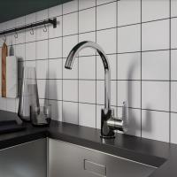 Смеситель для кухни 35к Milardo POLSBJ0M05 "Poli" высокий пов. излив, п/гайку, пластик, ХРОМ