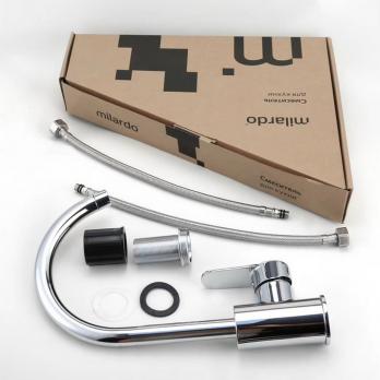 Смеситель для кухни 35к Milardo POLSBJ0M05 "Poli" высокий пов. излив, п/гайку, пластик, ХРОМ