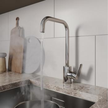 Смеситель для кухни 35к Milardo POLSBL0M05 "Poli" высокий пов. излив, п/гайку, пластик, ХРОМ