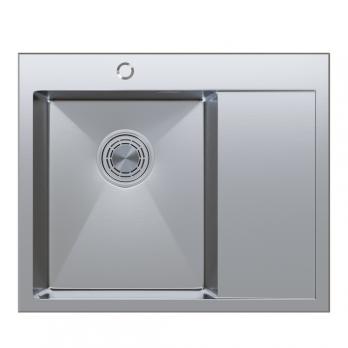 Мойка настол.монтаж 60х50 (3,0) лев. вып 3 1/2  MIXLINE PRO с ФАСКОЙ 20см с сифоном (сатин)