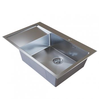 Мойка настол.монтаж 78х50 (3,0) прав. вып 3 1/2  MIXLINE PRO с ФАСКОЙ 20см с сифоном (сатин)