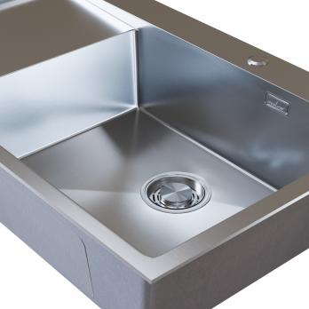 Мойка настол.монтаж 78х50 (3,0) прав. вып 3 1/2  MIXLINE PRO с ФАСКОЙ 20см с сифоном (сатин)