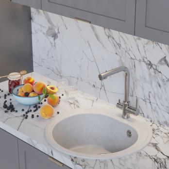 Мойкa ML-GM11 КОМФОРТ круглая, ультра-белая  (341), 500мм (глуб. чаши 180)