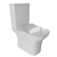 Унитаз-компакт безободковый WAVE CITY гориз, нижн, 2-кн.арм, сид. полипр, м/л, быстр, БЕЛЫЙ глянец