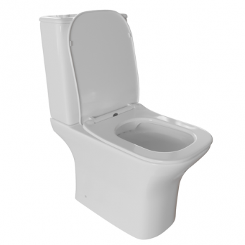 Унитаз-компакт безободковый WAVE CITY гориз, нижн, 2-кн.арм, сид. полипр, м/л, быстр, БЕЛЫЙ глянец