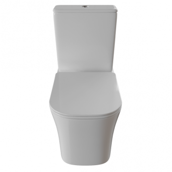 Унитаз-компакт безободковый WAVE PROMO гориз, нижн, 2-кн.арм, сид. дюропл, м/л, быстр, БЕЛЫЙ глянец