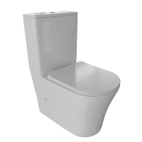 Унитаз-компакт безободковый WAVE TREND гориз, нижн, 2-кн.арм, сид. дюро, м/л, быстр, БЕЛЫЙ глянец