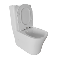 Унитаз-компакт безободковый WAVE TREND гориз, нижн, 2-кн.арм, сид. дюро, м/л, быстр, БЕЛЫЙ глянец