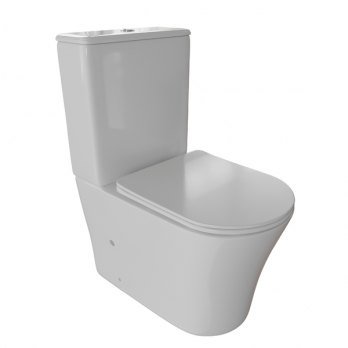 Унитаз-компакт безободковый WAVE TREND гориз, нижн, 2-кн.арм, сид. дюро, м/л, быстр, БЕЛЫЙ глянец