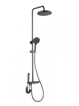 Душевая система 35к ПРОФСАН ПСМ-800-88GA клавиш.упр. лейка "Тропич. душ круг" + гигиен. лейка ГРАФИТ