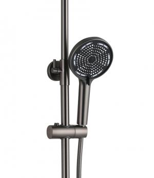 Душевая система 35к ПРОФСАН ПСМ-800-88GA клавиш.упр. лейка "Тропич. душ круг" + гигиен. лейка ГРАФИТ