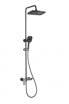 Душевая система 35к ПРОФСАН ПСМ-803-82GA лейка "Тропический душ прямоугольная" ГРАФИТ