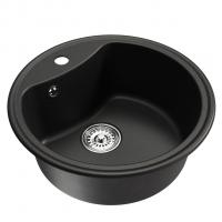 Мойкa ML-GM09 КОМФОРТ круглая, ультра-черная  (344), 510 мм (глуб. чаши 190)